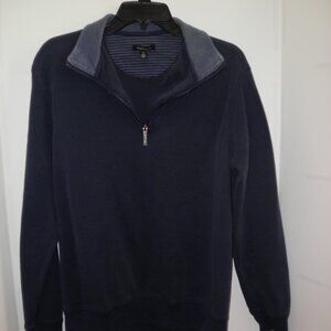 Van Heusen Mens 1/4 Zip Pull Over Sweatshirt - Blue - Long Sleeves - Medium